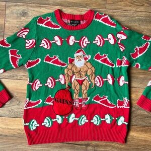 Ugly Christmas sweater men’s medium Lift Gym Rat Santa
